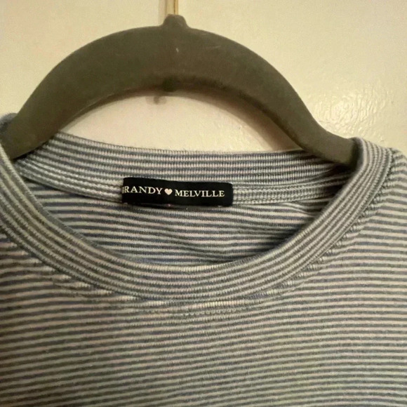Brandy Melville blue and white striped baby tee EUC - Picture 3 of 4